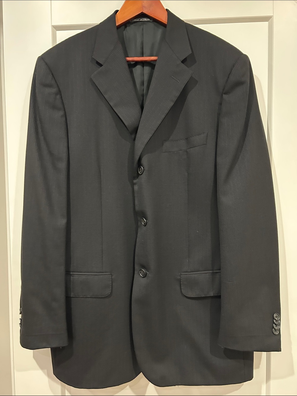Corneliani Black Pinstripe Suit Jacket